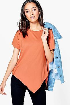 Boohoo Petite Lourie Premium Asymmetric Tee