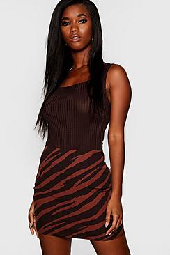Boohoo Zebra Print Crepe Mini Skirt