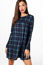 Boohoo Laura Long Sleeve Check Smock Dress