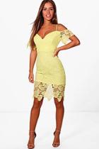 Boohoo Petite Corded Lace Cold Shoulder Midi Dress