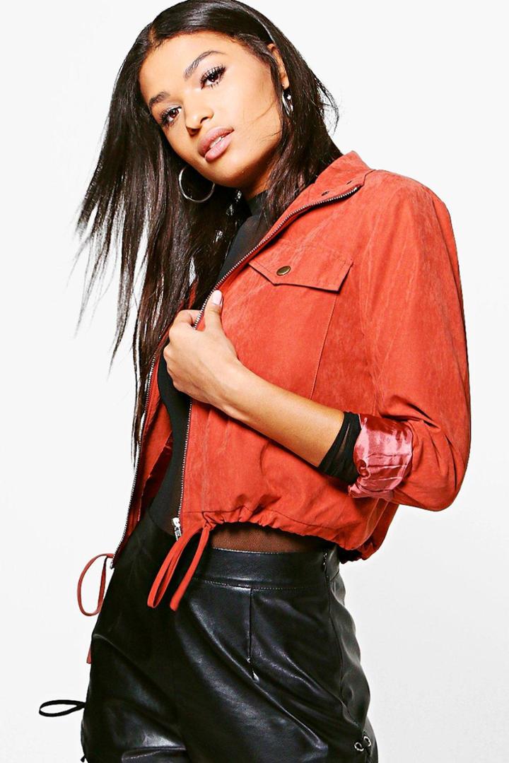 Boohoo Rebecca Cropped Utility Jacket Cinnamon