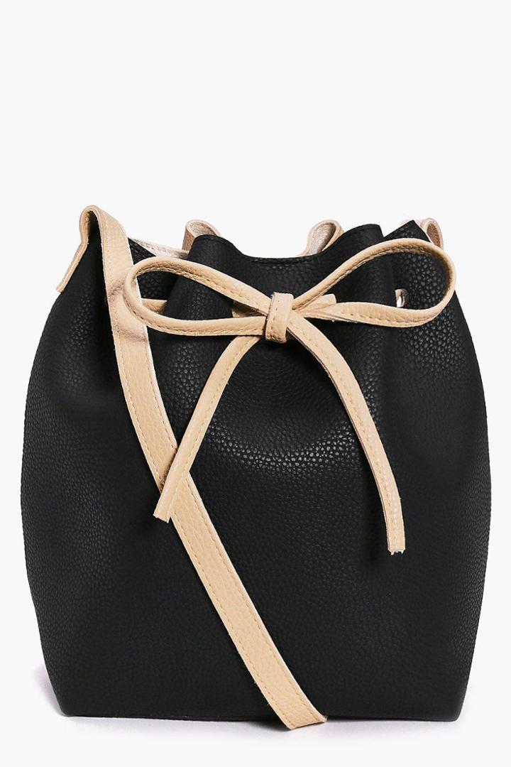 Boohoo Annabelle Colourblock Tie Duffle Bag Black