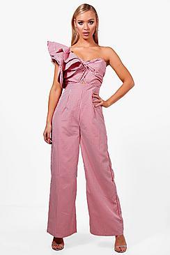 Boohoo Statement Shoulder Culotte Jumpsuit
