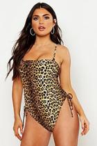 Boohoo Leopard Print Square Neck Swimsuit