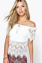 Boohoo Sarah Eyelash Lace Off The Shoulder Top