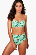 Boohoo Venice Tropical Floral Underwired H/w Bikini Green