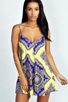 Boohoo Elvie Large Baroque Swing Playsuit Yellow