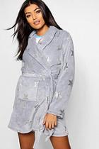 Boohoo Foil Star Print Dressing Gown