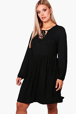 Boohoo Plus Long Sleeve Skater Dress