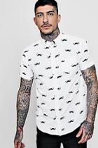 Boohoo Short Sleeve Moustache Print Shirt