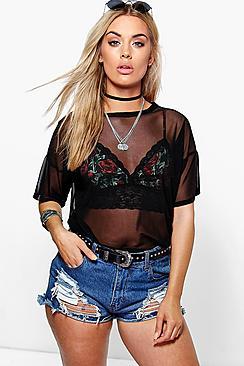 Boohoo Plus Minka Mesh Oversize Tee