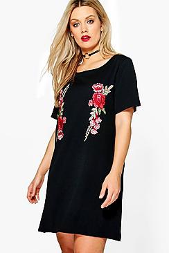 Boohoo Plus Alexis Embroidered Shift Dress