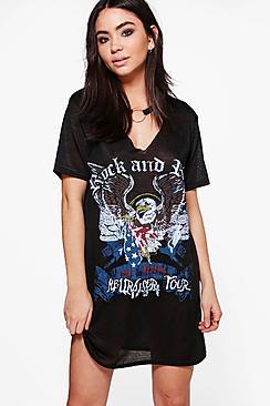 Boohoo Lucy Hardware Choker Knit Band Tee Dress