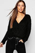 Boohoo Petite Knit Cross Front Cropped Jumper