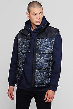 Boohoo Printed Sleeveless Puffer Jacket