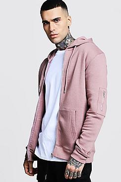 Boohoo Regular Jersey Colour Block Zip Through Hoodie