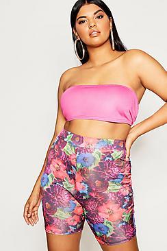 Boohoo Plus Jewel Flower Slinky Cycle Short