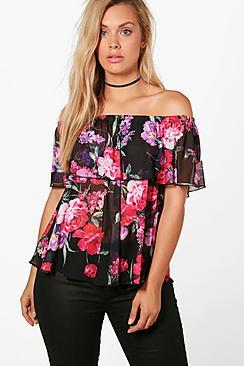 Boohoo Plus Milly Printed Layer Top