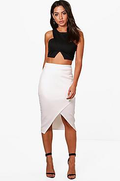Boohoo Asymetric Split Front Midi Skirt