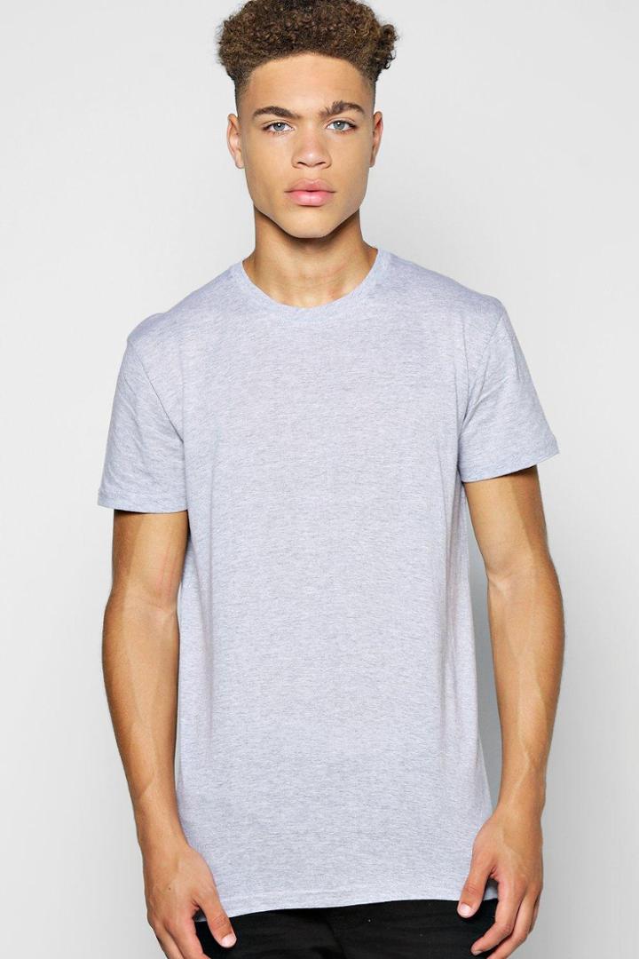 Boohoo Longline Scoop Hem T Shirt Grey
