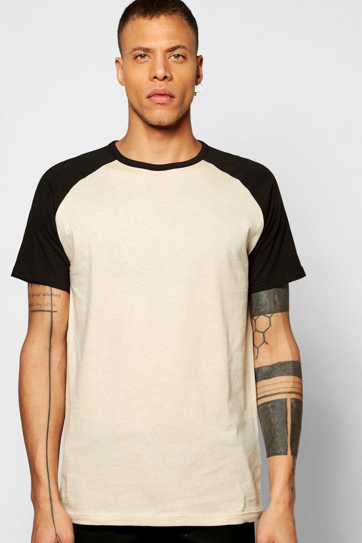 Boohoo Short Sleeve Raglan T Shirt Stone