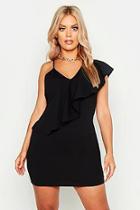 Boohoo Plus One Shoulder Extreme Ruffle Bodycon Dress