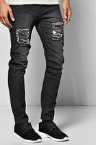 Boohoo Slim Fit Rigid Jeans With Extreme Knee Rips