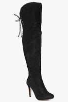 Boohoo Lexi Lace Back Over The Knee Boot