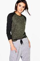 Boohoo Leah Contrast Sleeve Brushed Jumper