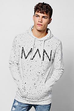 Boohoo Man Paint Splatter Hoodie