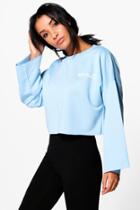 Boohoo Nancy Fit Running Crop Sweat Blue