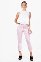 Boohoo Georgina Gingham Stretch Skinny Trousers Pink