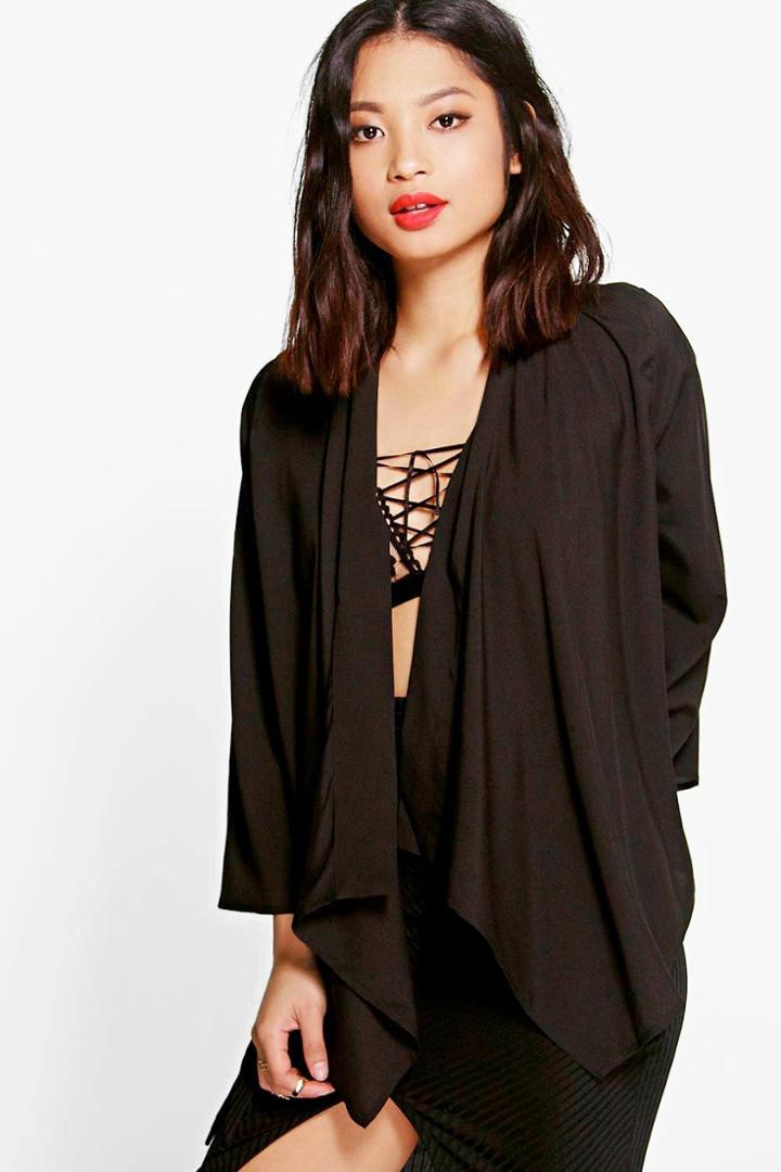 Boohoo Petite Alicia Woven Kimono Black