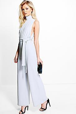 Boohoo Petite Sophia Open Side Tie Waist Jumpsuit