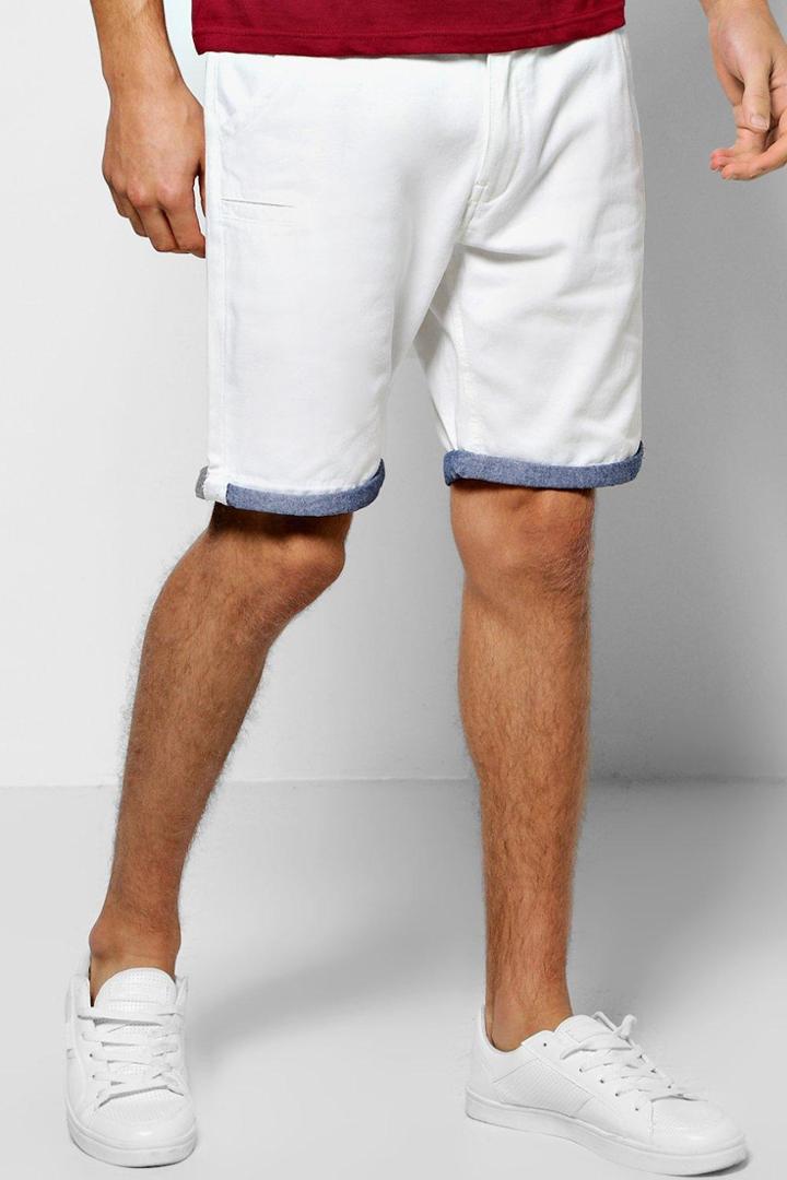 Boohoo Chino Shorts With Turn Ups White