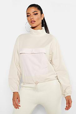 Boohoo High Neck Pocket Front Sweat