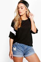 Boohoo Plus Tilly Contrast Band Tee Black
