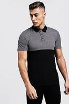 Boohoo Dogtooth Check Fabric Block Polo