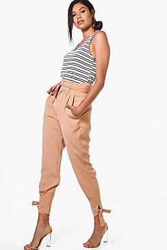 Boohoo Brooke Tailored Ankle Tie Woven Slim Fit Trousers