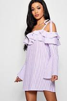 Boohoo Eleanor Striped Flared Sleeve Shift Dress