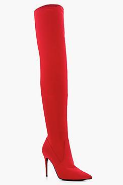 Boohoo Kitty Pointed Stretch Over The Knee Boot