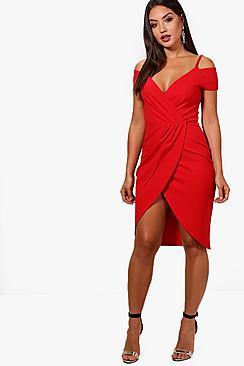 Boohoo Melodie Cold Shoulder Crop Midi Dress