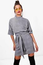 Boohoo Vi High Neck Kimono Sleeve Formal Mini Dress