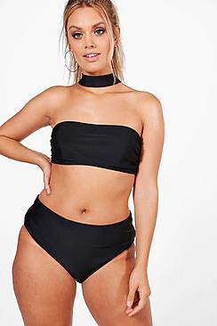 Boohoo Plus Nicole Choker Bandeau Bikini