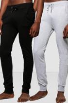 Boohoo 2 Pack Lounge Joggers In Black Black