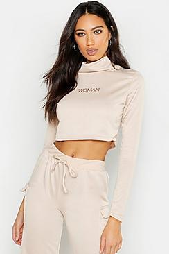 Boohoo Woman Cropped Neck Sweat