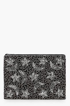 Boohoo Ella Moon And Stars Embellished Clutch Bag