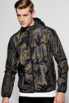 Boohoo Khaki Camo Shower Resistant Zip Through Cagoule