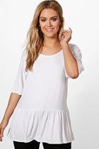 Boohoo Plus Chrissie Lace Up Ruffle Hem Tee