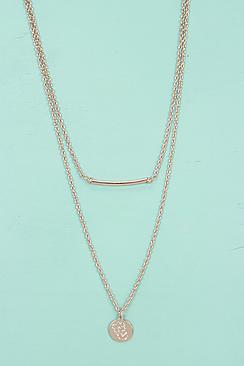 Boohoo Evette Layered Bar And Coin Necklace